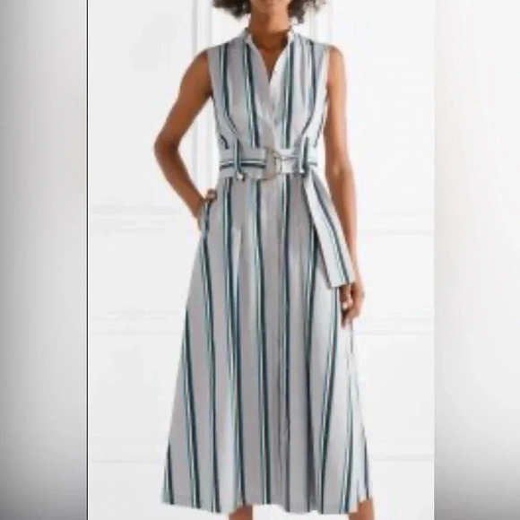 DIANE VON FURSTENBERG Size 10 Striped Sleeveless Belted Maxi Dress - Picture 2 of 12